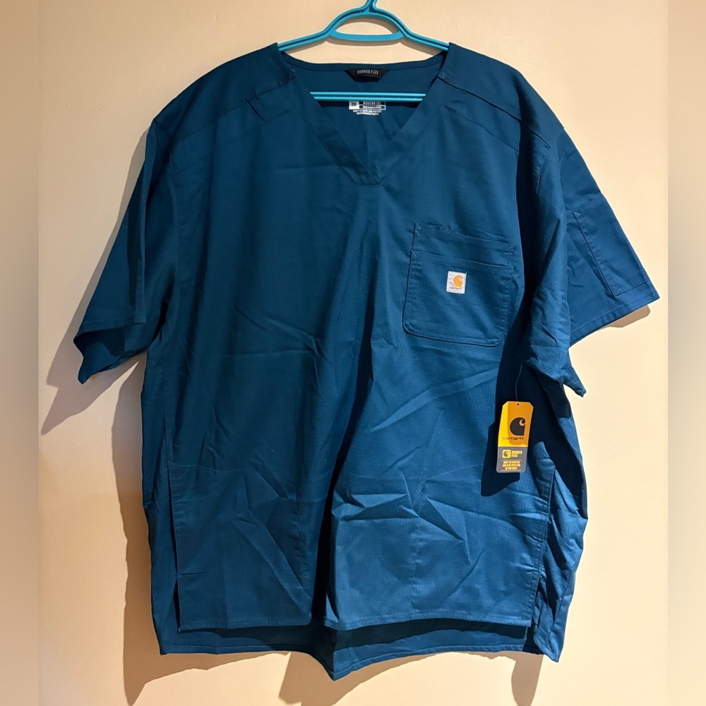 Carhartt Ripstop Rugged Flex Men's Scrub Top Size 2XL Blue